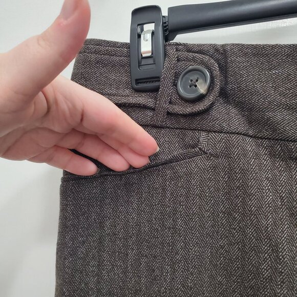 Elle Retro Romance Womens Brown Herringbone Flat Front Cropped Dress Pants NWT 8 - Picture 3 of 7